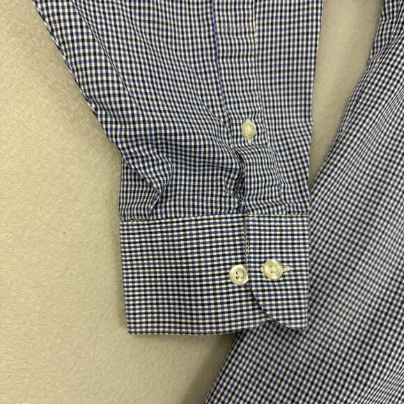 Van Heusen Shirt Mens XL 17-17.5 Blue Check Regular Fit Button Front Dress - Picture 6 of 9